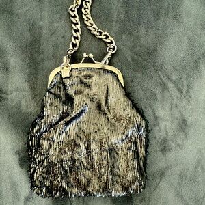 Rose Beck Wien metallic anthracite/silver leather fringe mini bag. Just FAB!